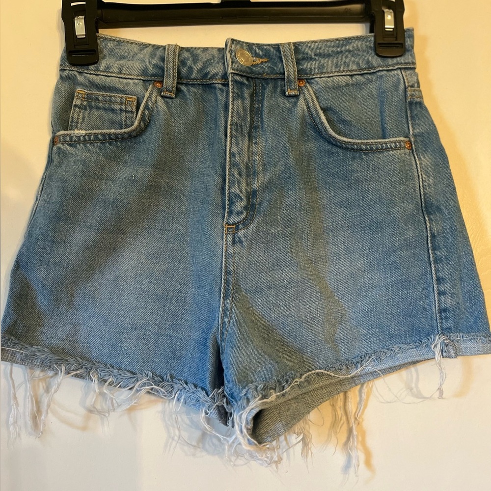TopShop Womens Moto Blue Demin Shorts Size 2